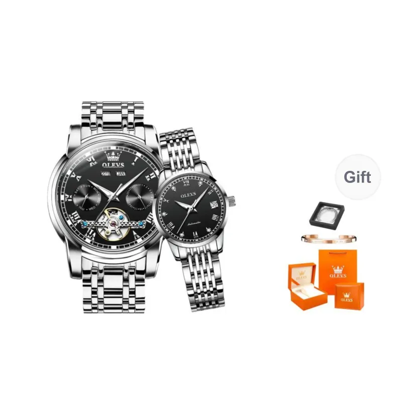 OLEVS Heart-to-Heart Knot Collection Mechanical Movement Stainless Steel Watchband Watch Unisex White Dial-2