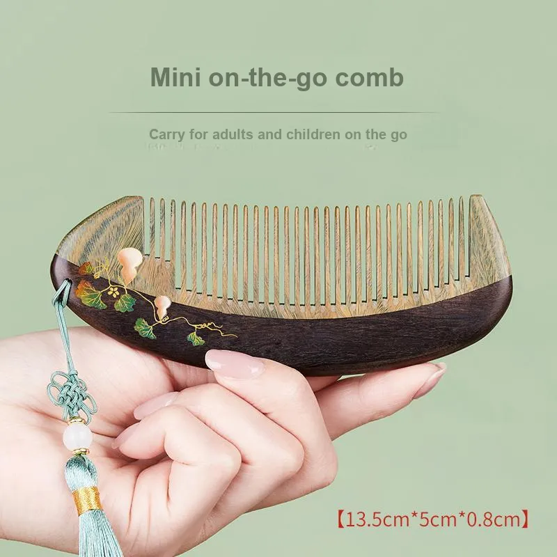 DANPU Sandalwood Comb Scalp Massage Meridian Soothing Straight Hair Care Anti Static Hair Care Health Maintenance-3