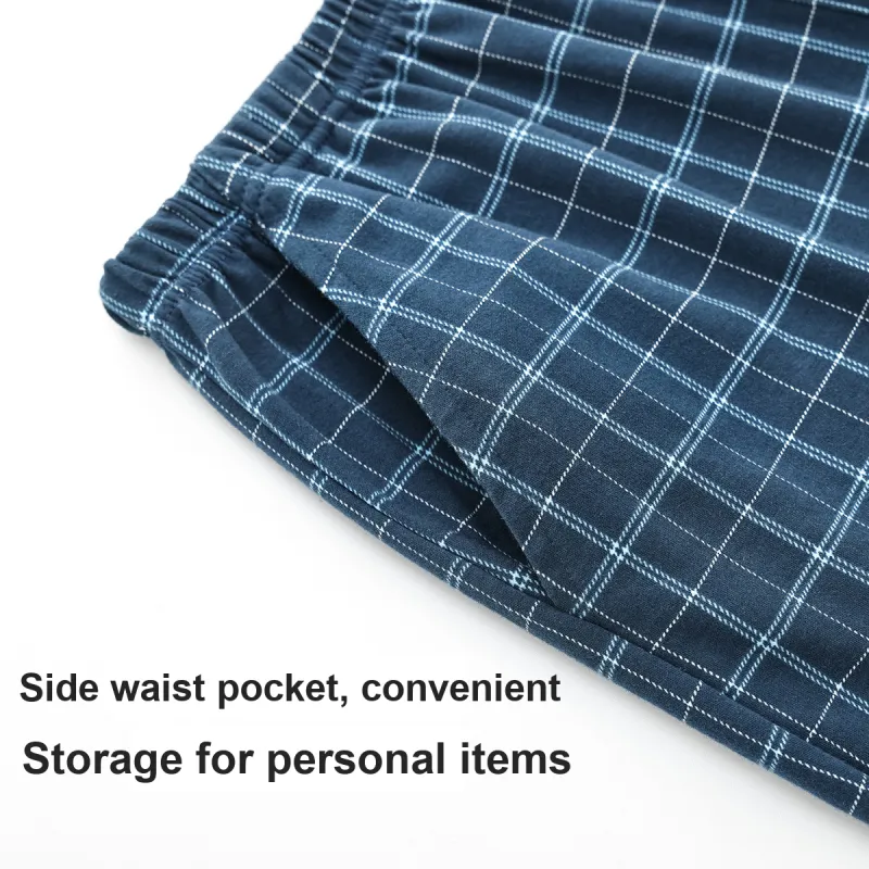 FARO Pajama Pants Men's Blue Square Plaid-3