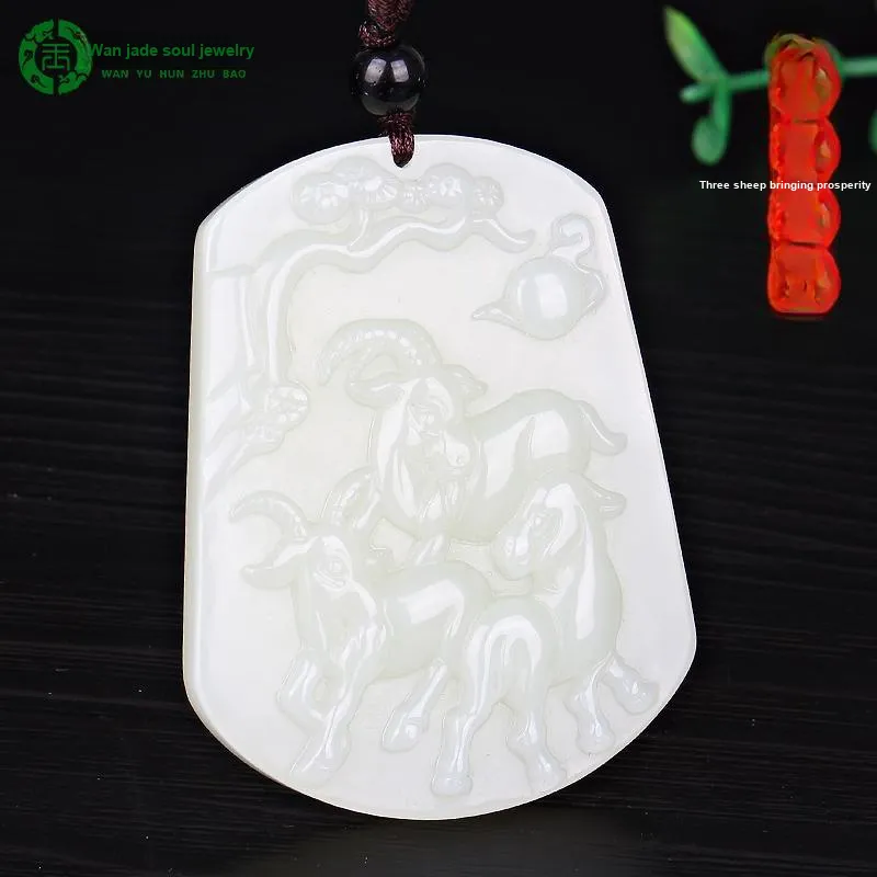 WANYUHUN Hetian Jade Pendants White Jade Unisex-1