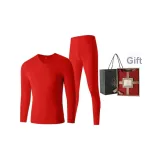 Men's V-Neck Clothing Sets (Red) Dralon Heat/Seamless Antibacterial