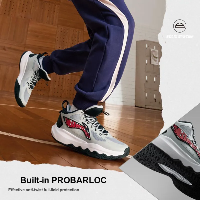 LINING YOUNG Cushioning Rebound Low Top Children's Basketball Shoes Brick Gray Kids'-3