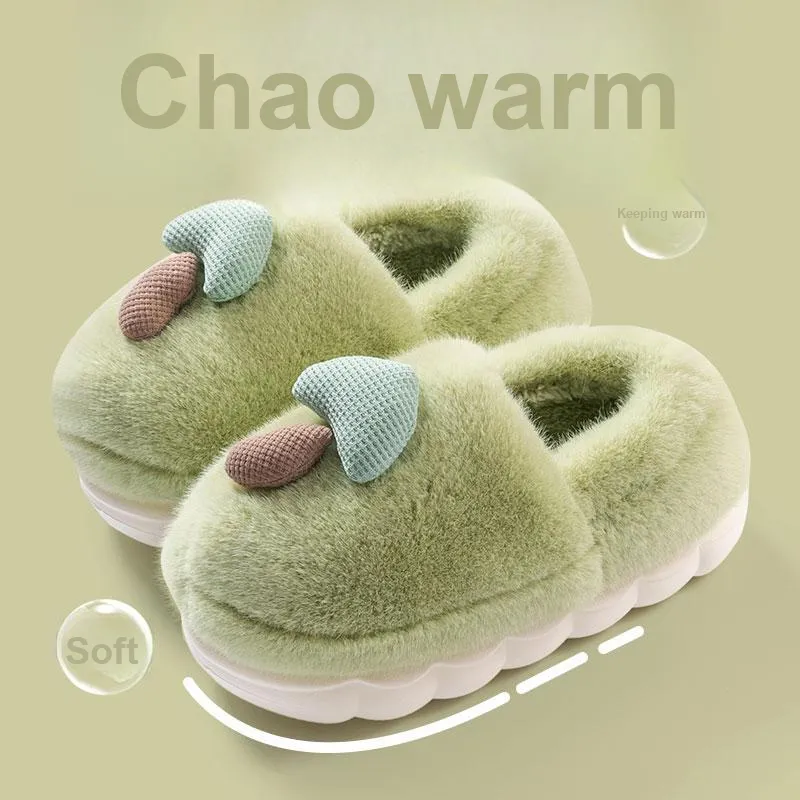 Foot Recreation Winter Home Cartoon Cute Mushroom Warm Comfortable Cotton Slippers Couple Same Style Home Slippers-4