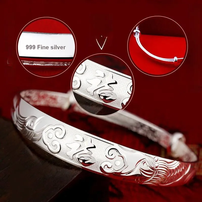 Love 999 Fine Silver Sterling Silver Bracelets Women's-1