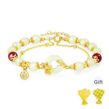 Central Fashion Hetian Jade Bracelets Pale Greenish White Jade Women's