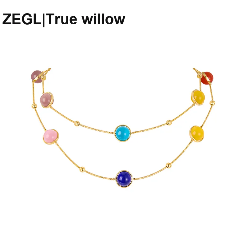 ZEGL Glass Cat Eye Necklaces Women's-1