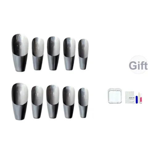 JINGCHANXUE Ручной работы Черный и Белый Два тона Космос False Nail MID Длина Французский Градиент Coquette 16 мм