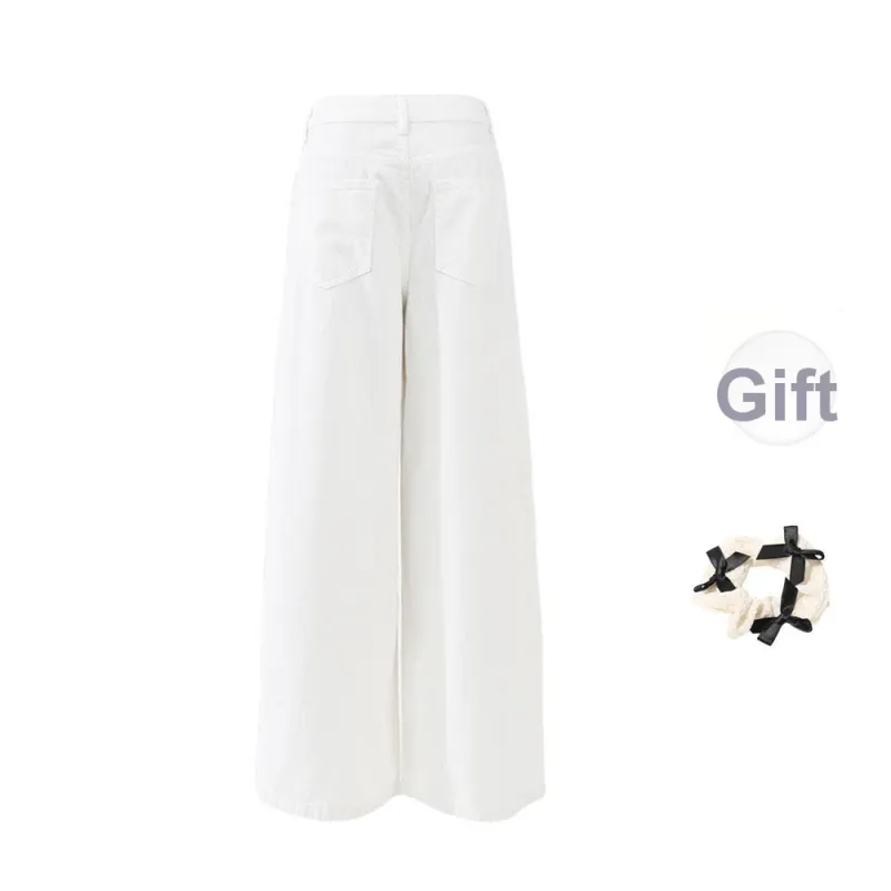 CPAURA Jeans Women's White+Bowknot Hair Tie Comes With-1