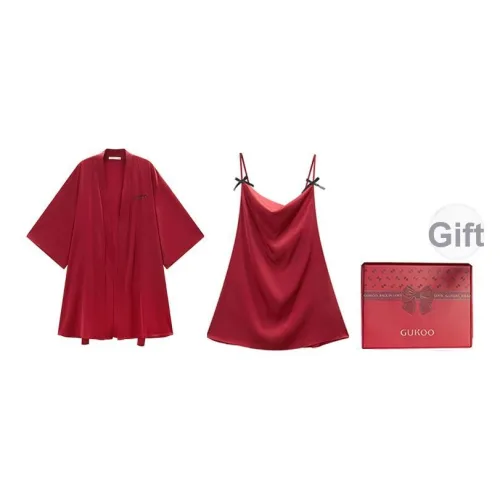 GUKOO Банные халаты Женские Gift Box Set Включено Хурма Красный