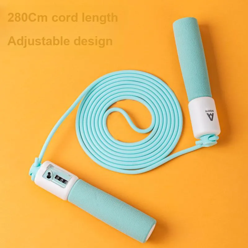 Deli Sports & Fitness Mechanical Counting Jump Ropes Kids Handle Material Foam, Rope Material PVC Plastic 2.8m Blue-1