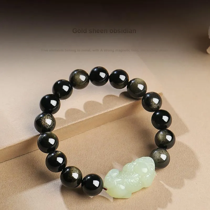 YINXIANGMOU Hetian Jade Bracelets Pale Greenish White Jade Unisex-7