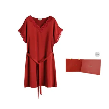 JINSANT Nightgown Women's Gift Box Set Caramel Red