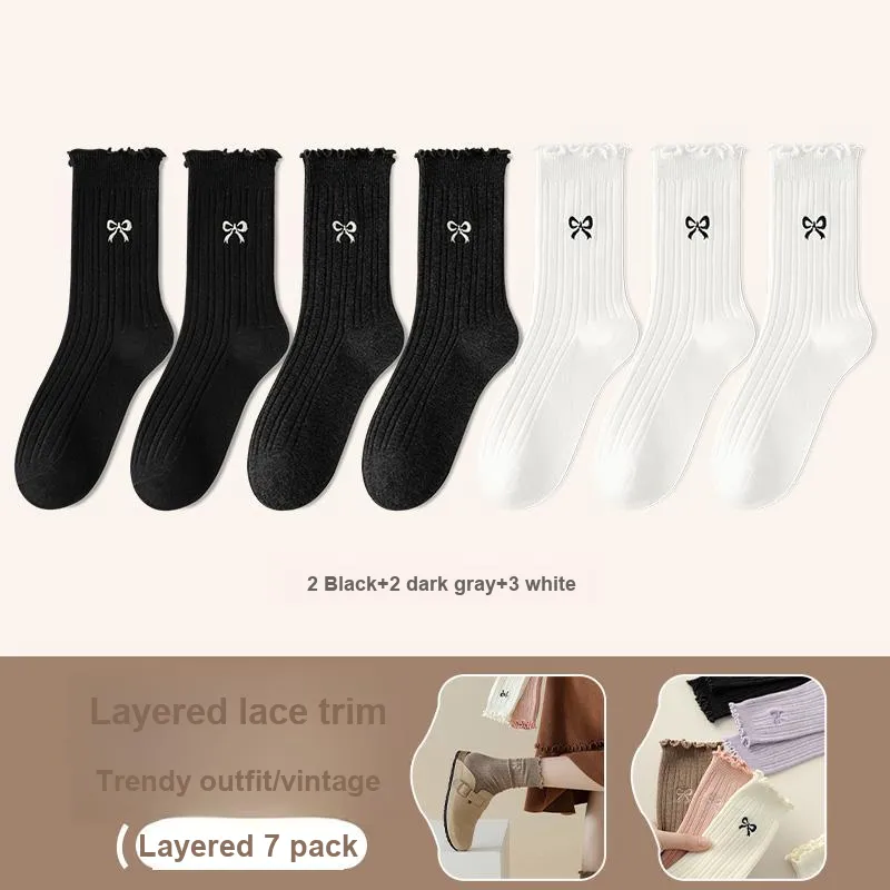 Lan Miao Mid-Calf Socks Women's 7 Pack-8