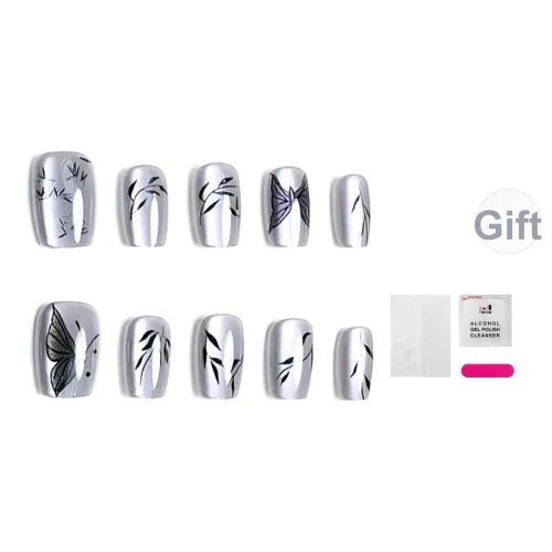 JIABITU Прохладный ветер Бамбуковый лист False Nail Короткий LADDER Однотонный Градиентный Новый китайский стиль 14mm