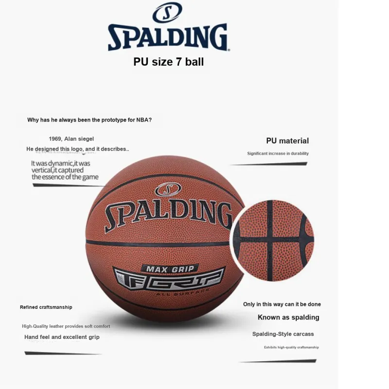 SPALDING TF Collection Griffin Grip PU Basketball Brown Size 7 Ball Training Match Unisex-1