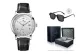 Stainless Steel White Dial Black Leather Strap