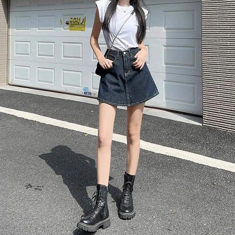 MM Denim Short Skirts Women's Dark Blue-5