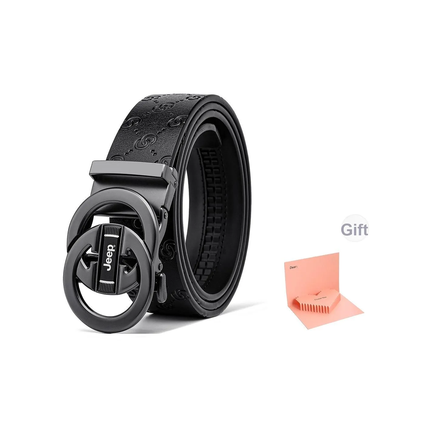 JEEP Ремни из коровьей кожи Мужской Черный 3,5 см
