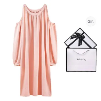 Q'NIANMA Nightgown Women's Gift Box Set Shrimp Pink