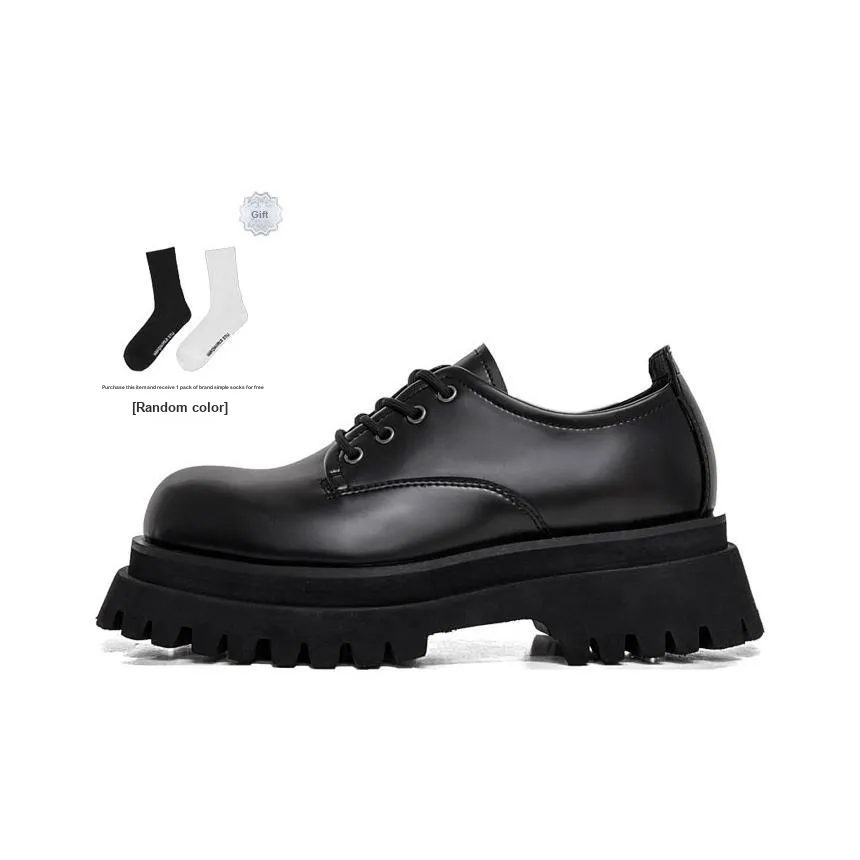 HANQIAORIJI Black Blood Series Casual Leather Shoes Unisex Black