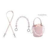 Pink Strap 1.5cm Width with Silver Buckle 90-120cm+Pink Candy Handle Chain 33cm