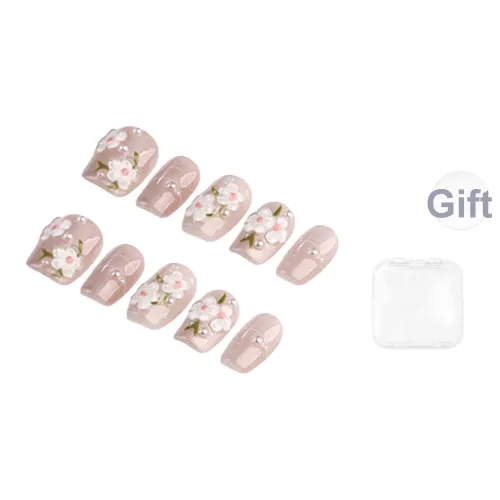 SHANGSHIQIN 2025 Spring Гора Осветляющий Короткий Ногти 3D-Цветок Мягкий Стиль Феи 20mm Короткий ЛАДДЕР Розовый Однотонный