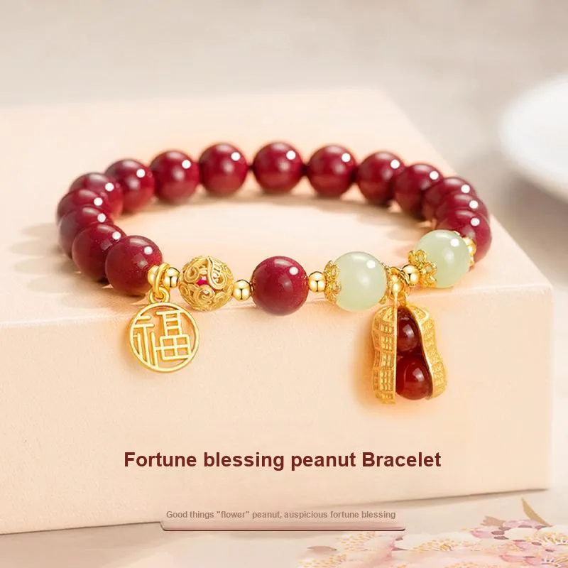 Branded Jewelry Natural Cinnabar Bracelets Women's-2