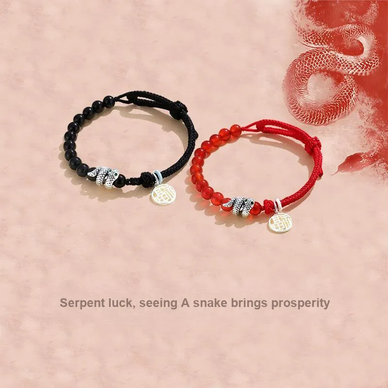 HOLLY RYAN Agate New Chinese Style Zodiac Year Chinese Zodiac Snake Bracelet Elegance Versatile Unisex-2