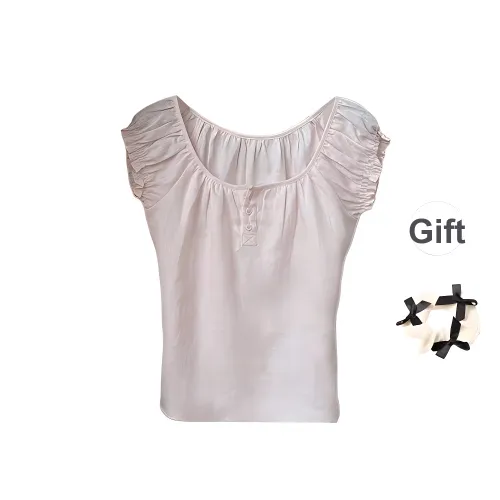 TURN UP T Shirts Women's Cherry Blossom Pink+Bowknot Hair Tie Comes With
