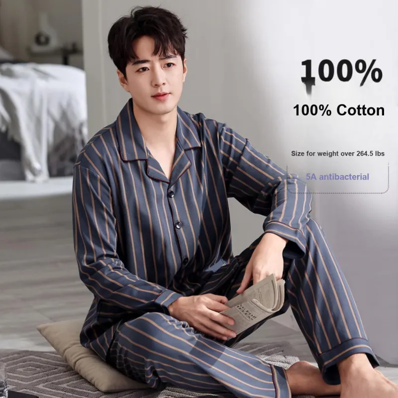 FARO Spring And Fall Pajama Set Men's Black Gray-1
