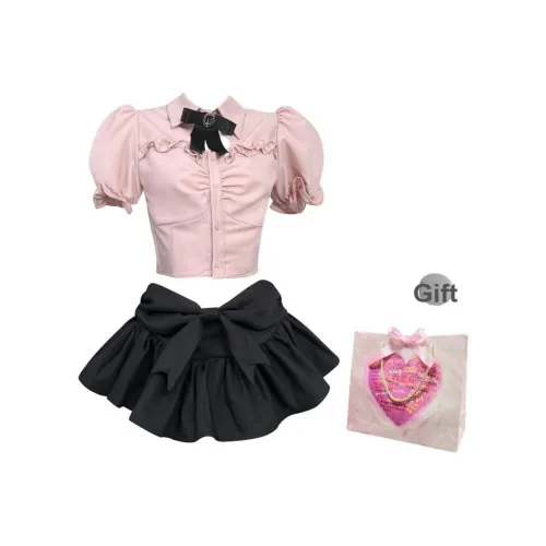 Oddgoods Комплект с юбкой Женские Розовый + Черный