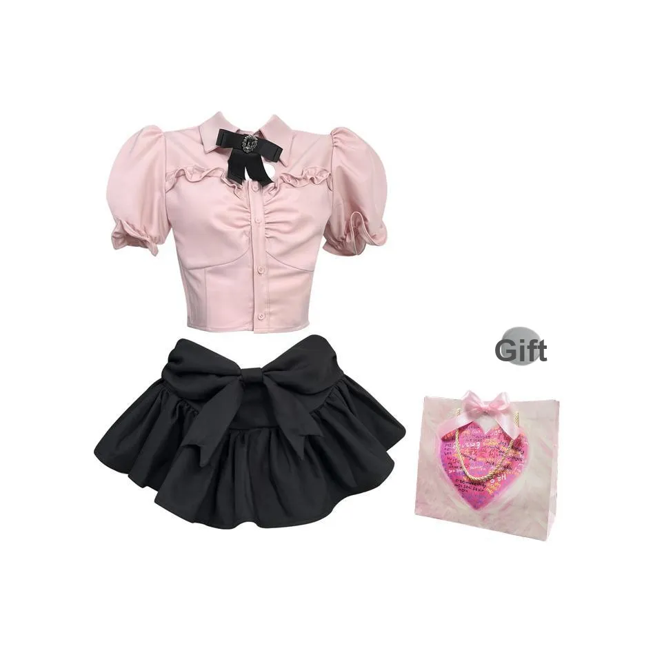 Oddgoods Комплект с юбкой Женские Розовый + Черный