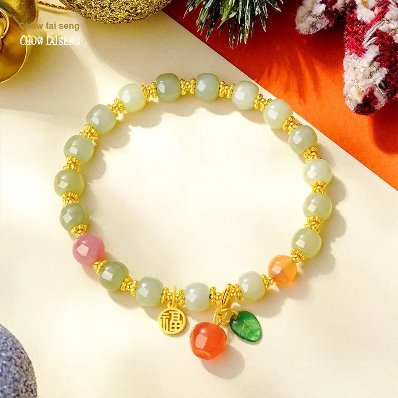 CHOW TAI SENG Hetian Jade Bracelet, Delicate And Versatile Hand Accessory Pale Greenish White Jade Women's-1