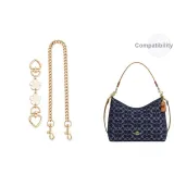 White Cherry Blossom+Decorative Chain 47cm-Gold-Tone