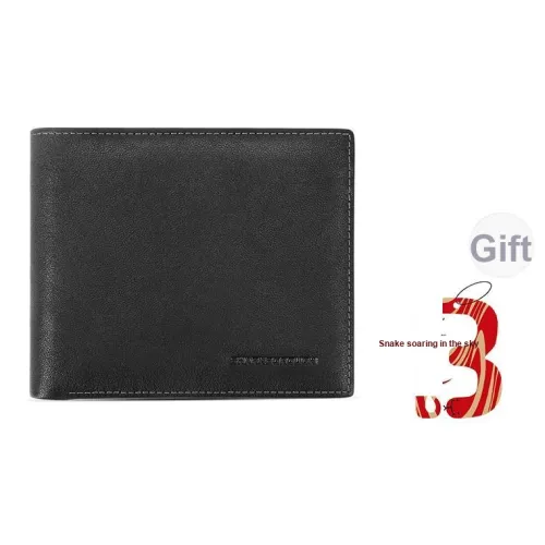 Sharkborough Натуральная кожа Кошелек из крупнозернистой текстуры коровьей кожи Кошелек стандартный мужской черный