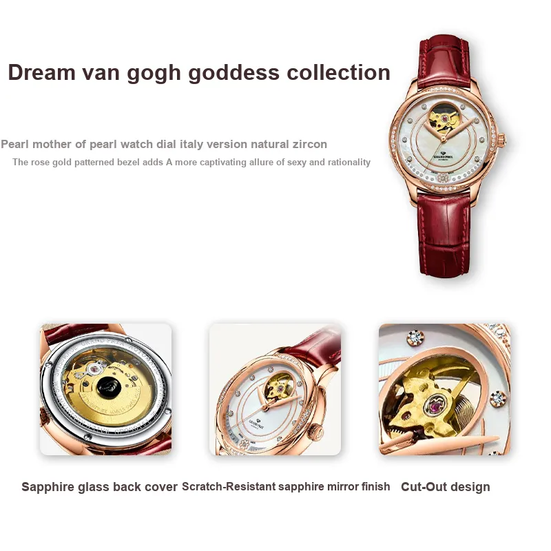 GRAND PRIX Automatic Mechanical Movement Women's Watch Watch Mother-of-Pearl Color Watch Dial-1