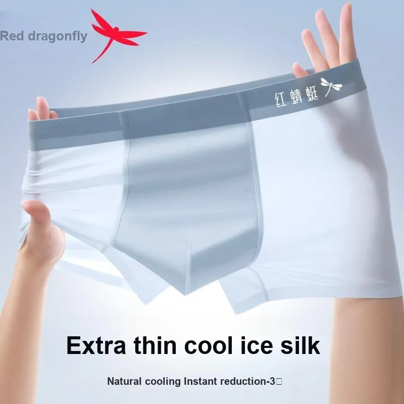 RED DRAGONFLY Ice Silk Panties Men's 3 Pack Gift Box Set-4