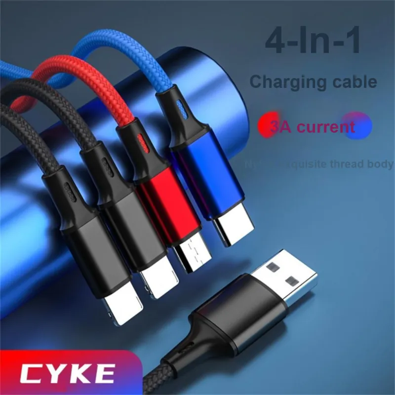 X IT 1.2m All in one Four in One Cable Compatibility Apple Huawei Android Multifunction Yarn Multi Head Cell Phone All-2