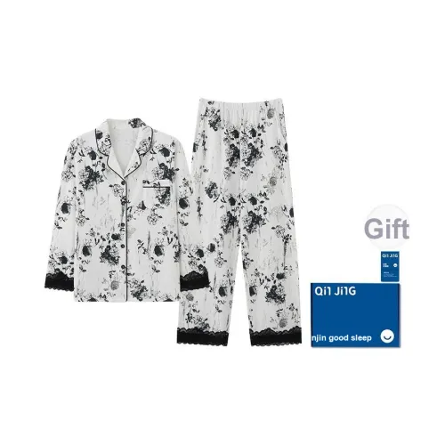 Qin Jing Пижамный комплект Женские Чернила Белый