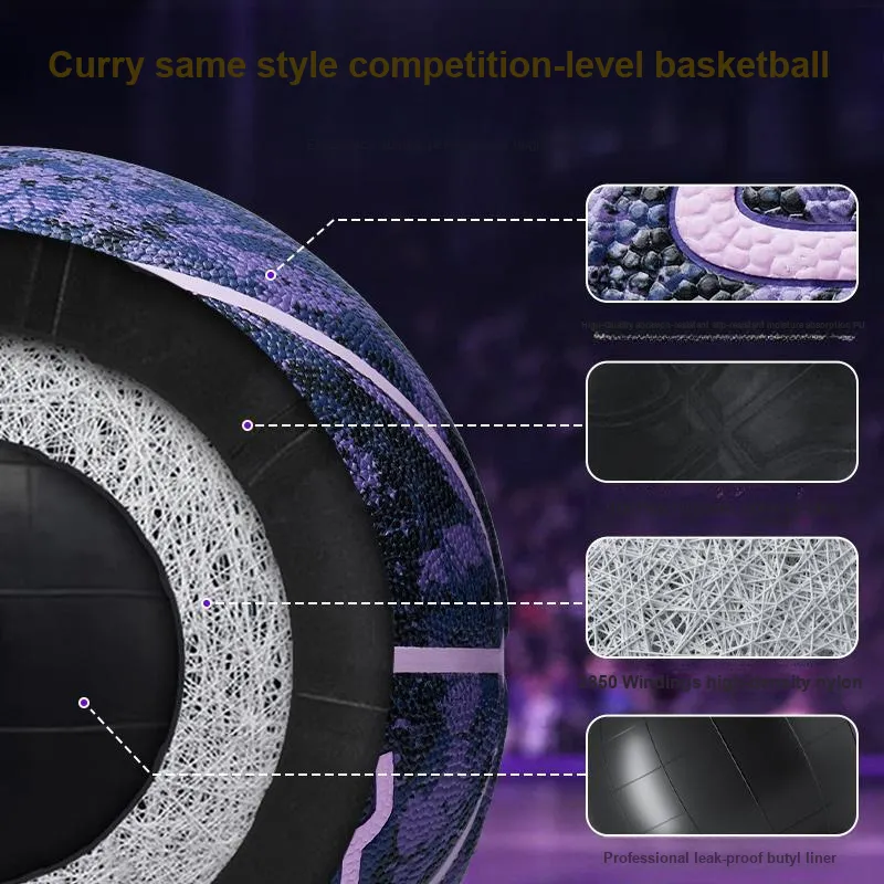 Under Armour CURRY 395 Pangu Collection PU Basketball Purple Collector's Level Size 7 Ball Training Competition Unisex-3
