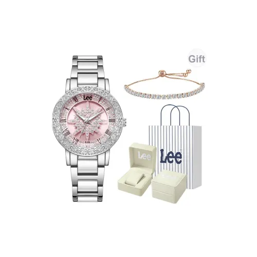 Lee Shiny Colors Collection Кварцевые часы Стальной керамический ремешок Розовый циферблат Женские часы