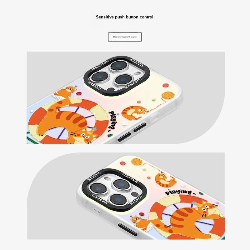 Marsfield Acrylic Material Laser Magnetic Spinny Kitten Phone Cases Compatibility Apple 16/15/14/13 Pro/Pro Max-4