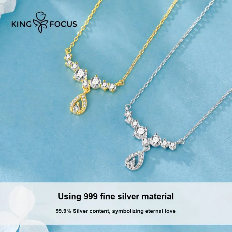 KINGFOCUS Sterling Silver Collarbone Chain Women's-5