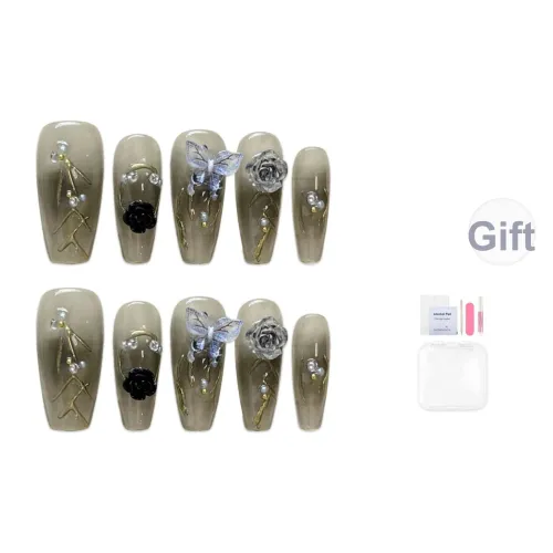 Fanze Градиентный Готический Цветовая схема 3D-эффект Бабочка False Nail Средний LADDER Зеленый Смудж 25мм