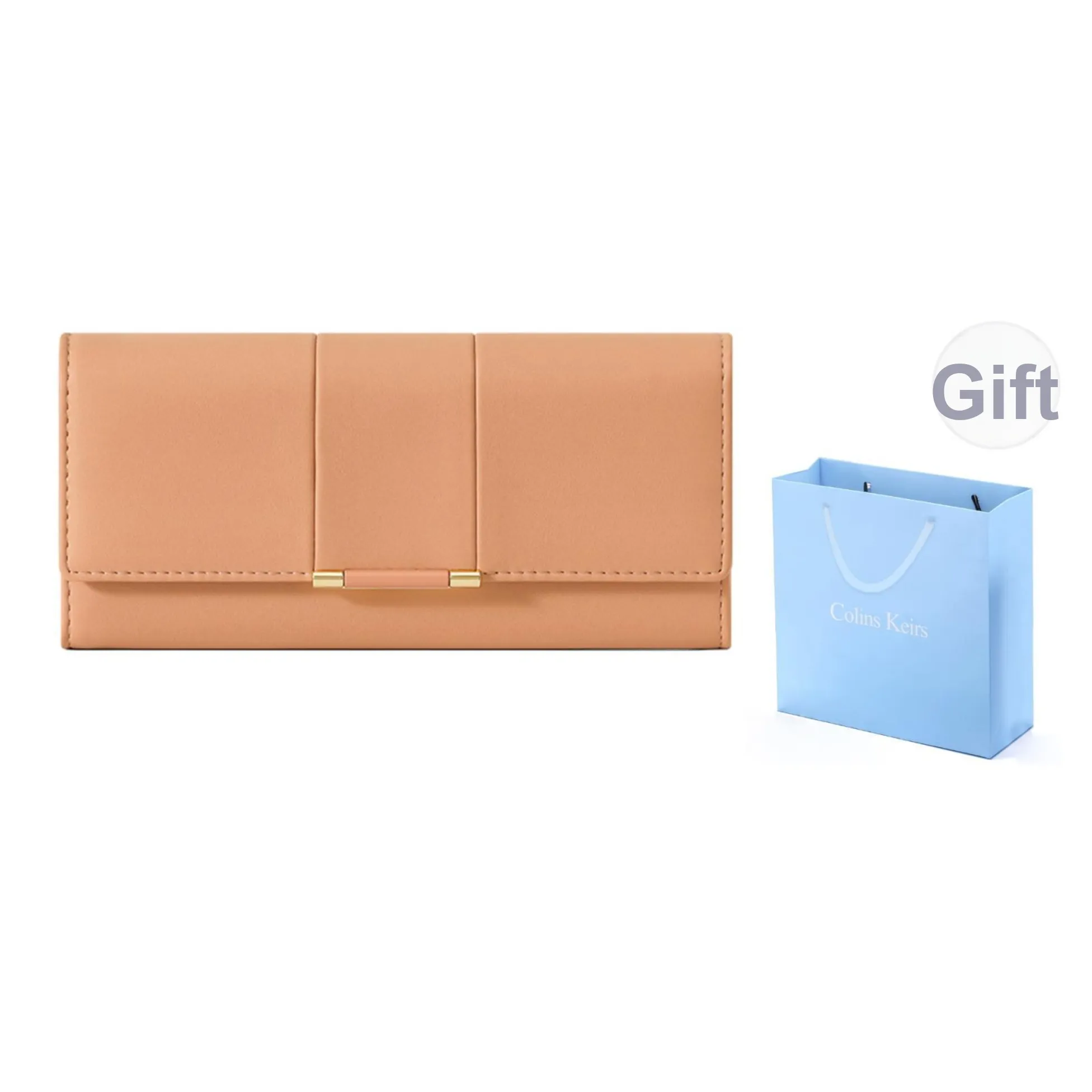 COLINS KEIRS ПУ (полиуретан) Монетница с несколькими слотами для карт Практичный Тридцать процентов Длинный кошелек Обычный Женский Розовый