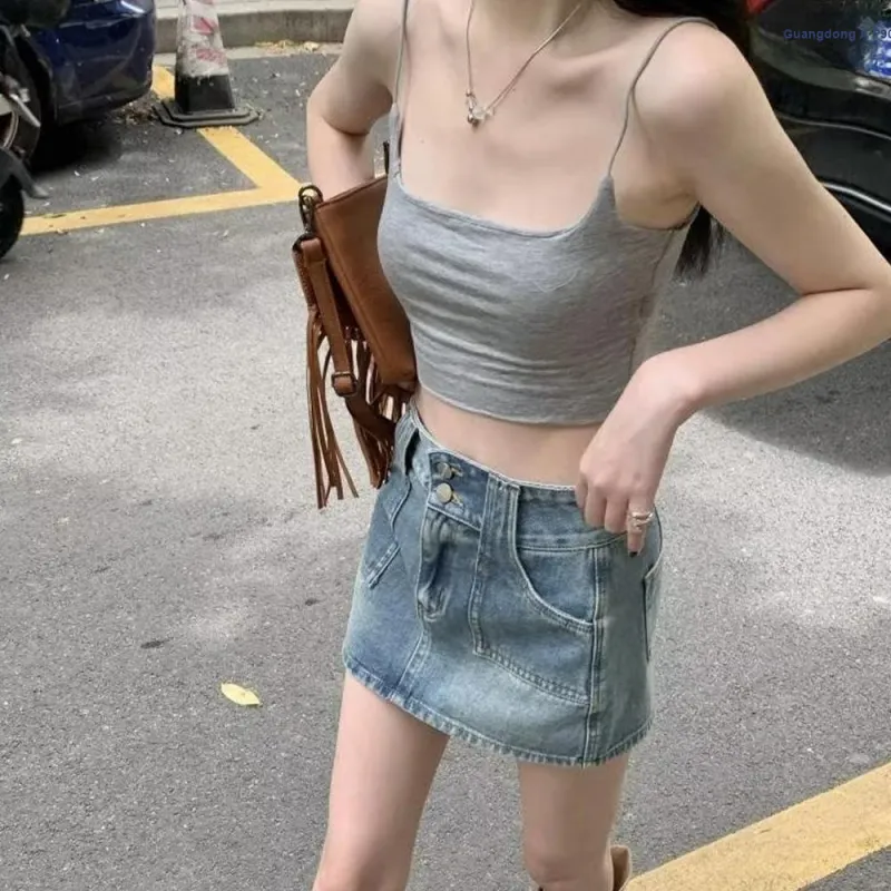 FLIM Denim Short Skirts Women's Blue-2