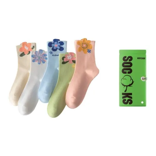 Maycaur Смешанный цвет, 5 пар, женские носки MID до икры