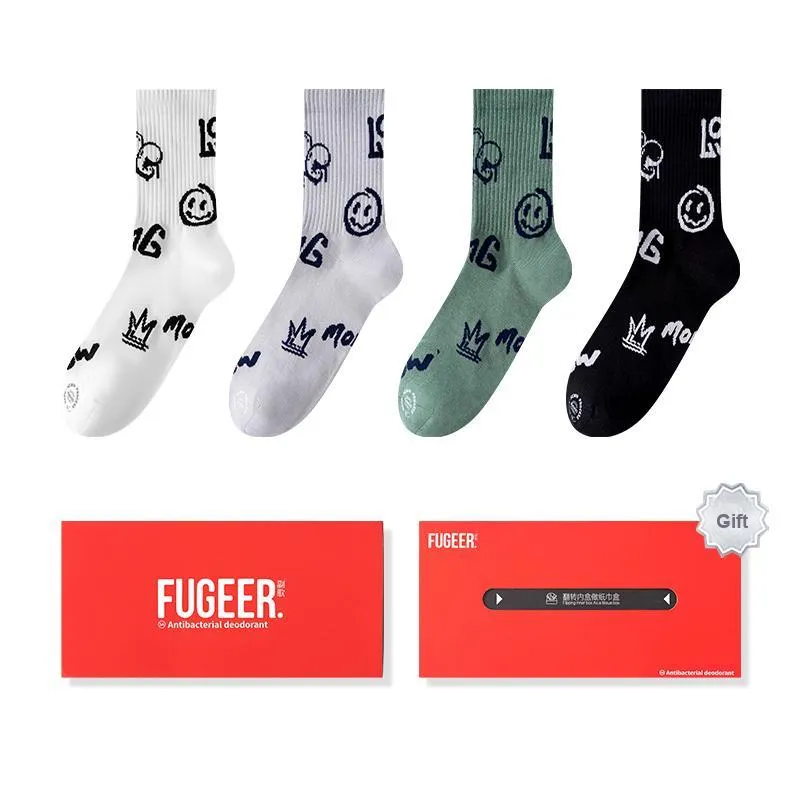 FUGEER Mid Calf Socks Men's 4 Pack-0