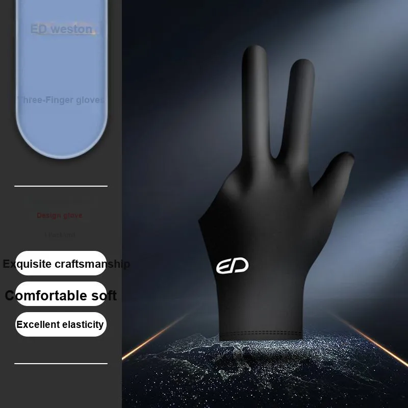 Weston Billiards Three Finger Gloves Polyester One Size Unisex Black-1