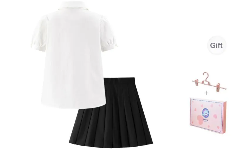 Tokyo Season Uniforms Women's Gift Box Set, White Shirt+Pleated Skirt Slim Fit, Lined With Hanger+Skirt Clip-1